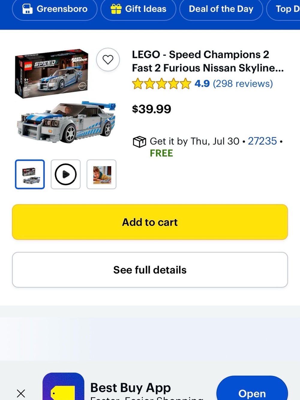 Lego Speed Champions Fast & Furious Nissan Skyline GT-R - Blue & White - Picture 2 of 10